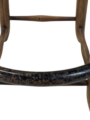 Lot 853 - SET OF INDUSTRIAL CAST METAL & ELM WOOD SWIVEL BAR STOOLS