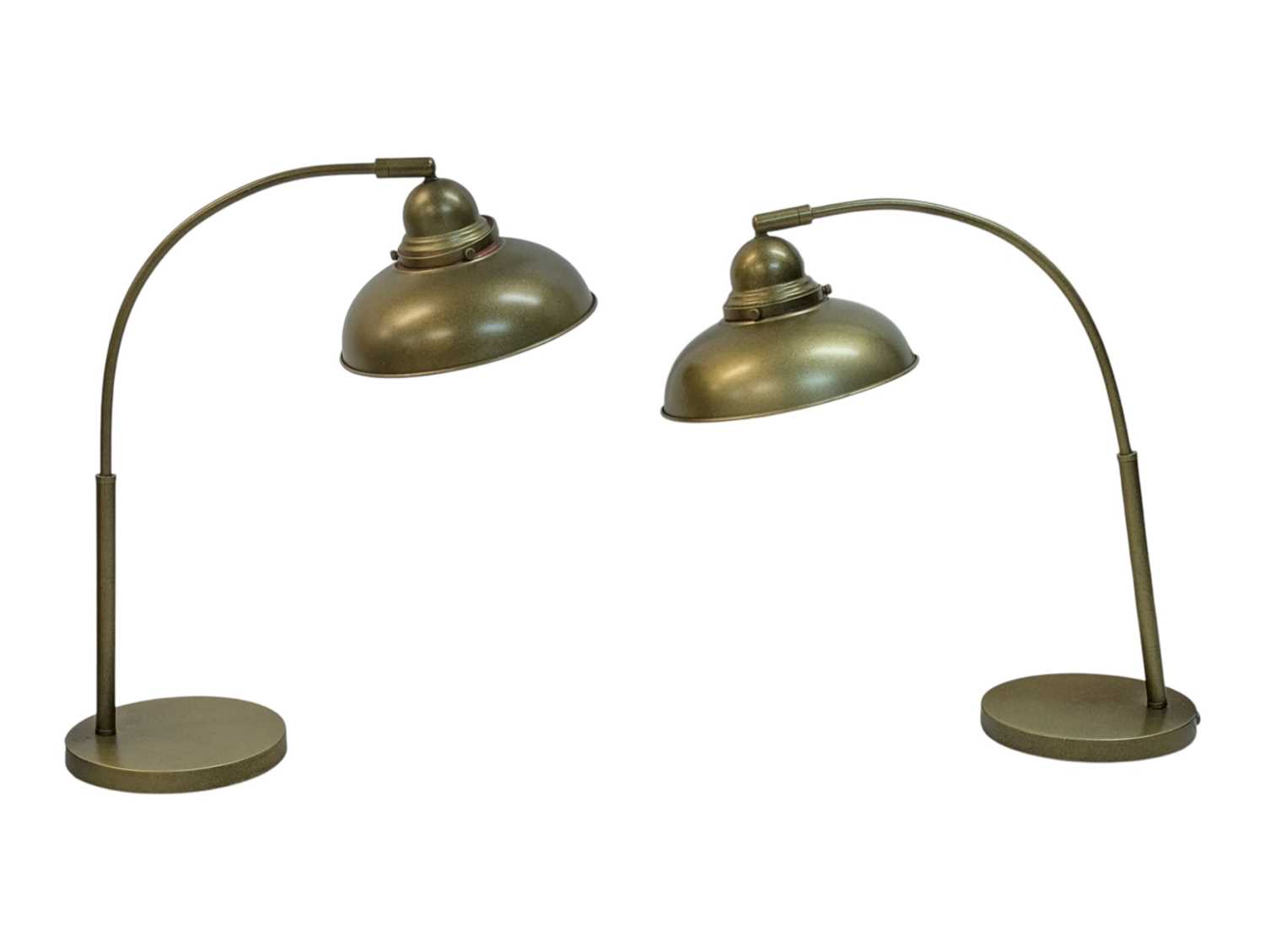 Lot 866 - PAIR OF CONTEMPORARY GOLD INDUSTRIAL ANGLEPOISE DESK LAMPS LIGHTS