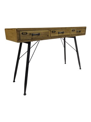 Lot 857 - MODERN DESIGN - PINE & CAST METAL BASED CONSOLE HALL TABLE
