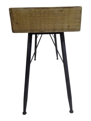 Lot 857 - MODERN DESIGN - PINE & CAST METAL BASED CONSOLE HALL TABLE