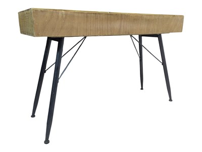 Lot 857 - MODERN DESIGN - PINE & CAST METAL BASED CONSOLE HALL TABLE