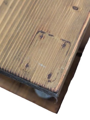 Lot 868 - MODERN DESIGN - PAIR OF PLANKED WOOD & METAL INDUSTRIAL STYLE BEDSIDE TABLES ON CASTORS