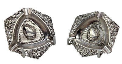 Lot 118 - PAIR OF DUTCH SILVER COMMEMORATIVE ASHTRAY OF MS WILLEM RYS