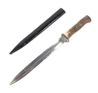 Lot 148 - WWI FIRST WORLD WAR GERMAN STAG HORN BAYONET