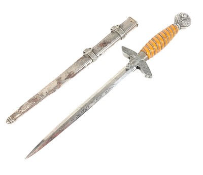 Lot 323 - SECOND WORLD WAR GERMAN LUFTWAFFE DAGGER WITH POST WAR ETCHING