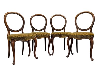 Lot 435 - SET OF FOUR 19TH CENTURY VICTORIAN ROSEWOOD BALLOON-BACK DINING CHAIRS