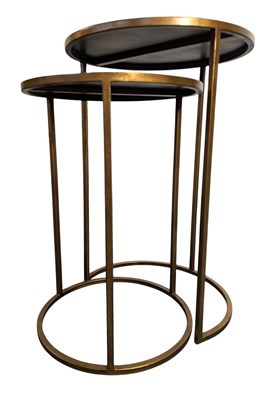 Lot 403 - HARPER NEST - MODERN BRASSED FRAMED NEST OF TABLES