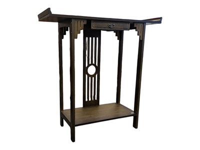 Lot 770 - MODERN CHINESE-INFLUENCED RUSTIC CONSOLE TABLE