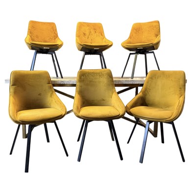 Lot 180 - MODERN DESIGNER MARBLE TOPPED TABLE AND MATCHING SIX CHAIRS
