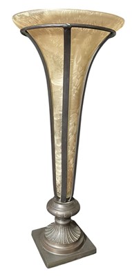 Lot 501 - LARGE MODERN GLASS AND METAL WORKED FLUTED VASE
