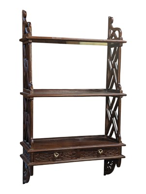 Lot 766 - CHIPPENDALE-STYLE MAHOGANY HANGING SHELF