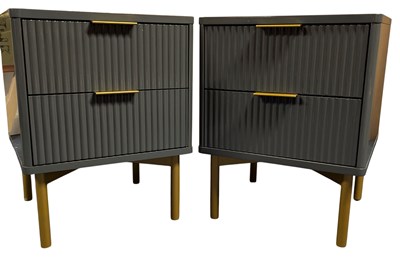 Lot 511 - PAIR OF MODERN DESIGNER GADROONED FRONT BEDSIDES / NIGHTSTANDS