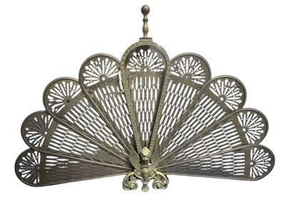 Lot 553 - FRENCH 20TH CENTURY PIERCED BRASS PEACOCK FIRE SCREEN