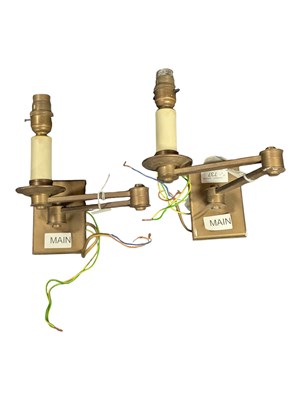 Lot 737 - PAIR OF MODERN BRASS TELESCOPIC ADJUSTABLE WALL LIGHT SCONCES