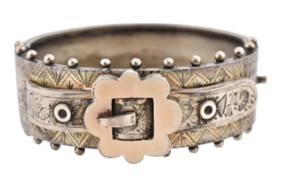 Lot 210 - 19TH CENTURY VICTORIAN HALLMARKED SILVER BUCKLE BANGLE