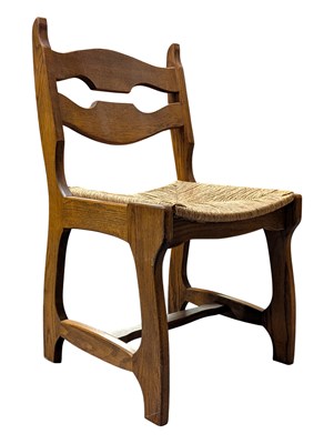 Lot 255 - ROBERT GUILLERME & JACQUES CHAMBRON - MID CENTURY OAK RUSH SEAT DINING CHAIR