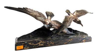 Lot 232 - GEORGES HENRI LAURENT (1880-1940) - ART DECO PATINATED BRONZE SEAGULLS SCULPTURE