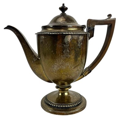 Lot 63 - EARLY 19TH CENTURY GEORGE III HALLMARKED SILVER COFFEE / WATER POT