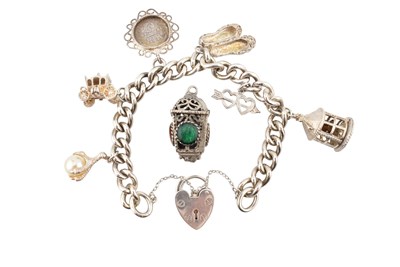 Lot 437 - HALLMARKED SILVER CHARM BRACELET