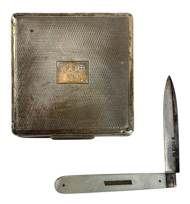 Lot 127 - VICTORIAN HALLMARKED SILVER FRUIT KNIFE & A SILVER CIGARETTE BOX