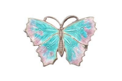Lot 421 - NORWEGIAN HJH SILVER & ENAMEL BUTTERFLY BROOCH