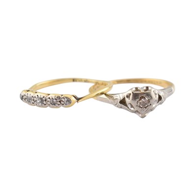 Lot 479 - TWO EARLY 20TH CENTURY 18CT GOLD & DIAMOND RINGS