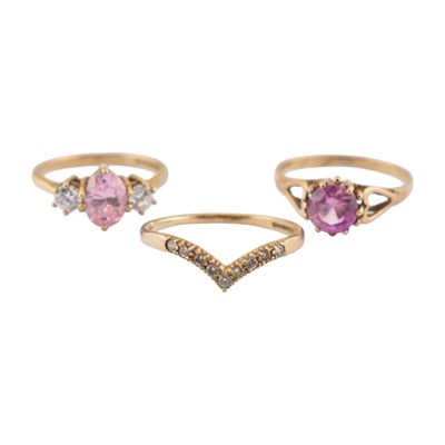 Lot 429 - THREE 9CT GOLD & GEM SET RINGS