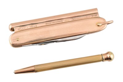 Lot 439 - 1920S CARTIER 9CT GOLD CARTIER PENKNIFE COMPENDIUM