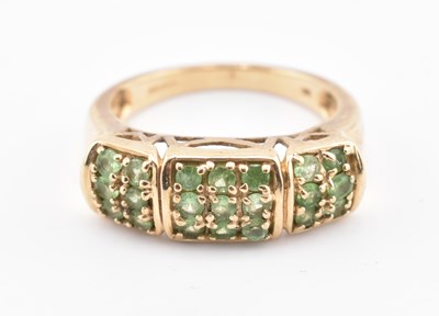 Lot 354 - HALLMARKED 9CT GOLD & TSAVORITE RING