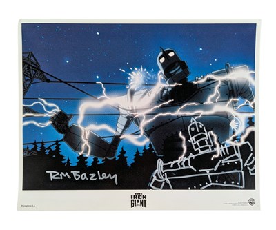 Lot 97 - THE IRON GIANT - ORIGINAL LOBBY CARD SIGNED BY RICHARD BAZLEY