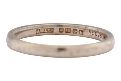 Lot 383 - HALLMARKED 18CT WHITE GOLD BAND RING