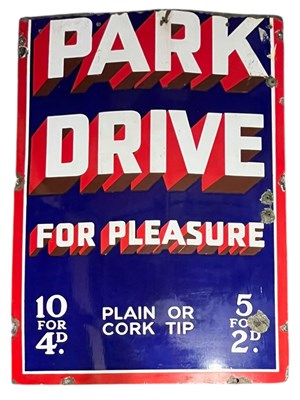 Lot 120 - PARK DRIVE - VINTAGE POINT OF SALE ADVERTISING ENAMEL SIGN