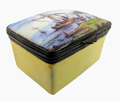 Lot 79 - EARLY 19TH CENTURY BILSTON / BATTERSEA ENAMEL PATCH BOX