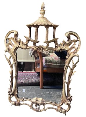 Lot 585 - CHINESE INFLUENCE 19TH CENTURY GILTWOOD PIERCED WALL MIRROR