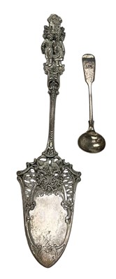 Lot 108 - VICTORIAN HALLMARKED SILVER SAUCE LADLE & A GERMAN 800 SILVER SLICER