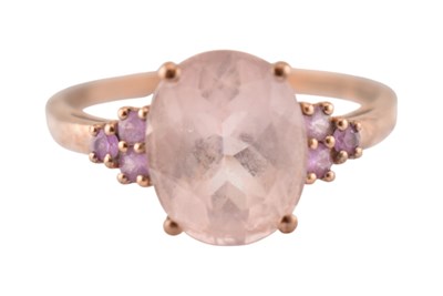 Lot 482 - HALLMARKED 9CT GOLD & DIAMOND MORGANITE RING