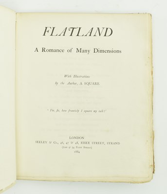Lot 5 - ABBOTT, EDWIN A. 1884 FLATLAND FIRST EDITION IN THE ORIGINAL DUST WRAPPER