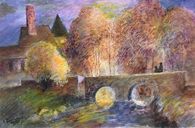 Lot 42 - ERNEST GREENWOOD R.C.A. (1913-2009) - CROSSING THE BRIDGE - 2003