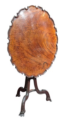 Lot 303 - GEORGE III 19TH CENTURY MAHOGANY PIE CRUST TILT TOP TRIPOD SIDE TABLE