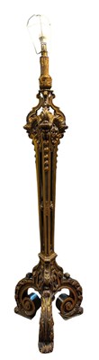 Lot 572 - FRENCH BAROQUE STYLE COMPOSITE FLOOR STANDARD TRIPOD LAMP
