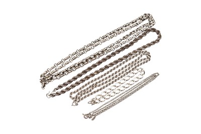 Lot 255 - COLLECTIONOF SILVER NECKLACE CHAINS & BRACELET