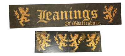 Lot 434 - LEANINGS OF SHAFTESBURY - HAND PAINTED WOODEN SHOP SIGN