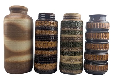 Lot 266 - WEST GERMAN POTTERY - FOUR MID CENTURY STUDIO ART POTTERY VASES