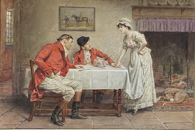 Lot 605 - GEORGE GOODWIN KILBURN (1839-1924) - THE RECKONING - 19TH CENTURY WATERCOLOUR ON PAPER