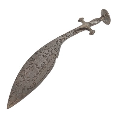 Lot 47 - INDIAN TULWAR HILTED KUKRI DAGGER