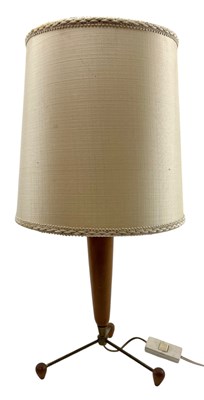 Lot 77 - MID CENTURY 1960S TEAK AND BRASS TABLE LAMP