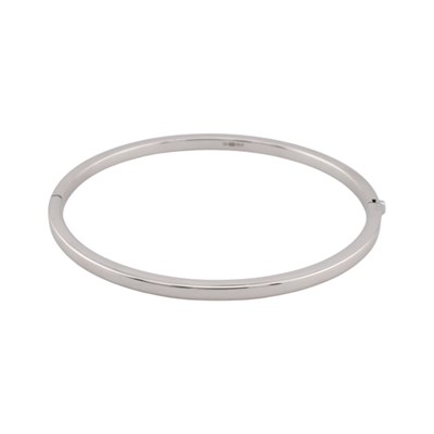 Lot 477 - HALLMARKED 9CT WHITE GOLD BANGLE