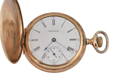 Lot 472 - EARLY 20TH CENTURY GOLD PLATED WALTHAM HUNTER POCKET WATCH