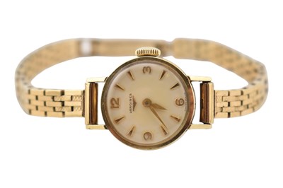 Lot 487 - HALLMARKED 9CT GOLD LONGINES LADIES WRISTWATCH