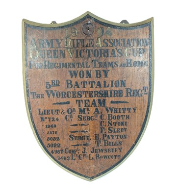Lot 43 - ARMY RIFLE ASSOCIATION QUEEN VICTORIA'S CUP 1904 WINNERS PLAQUE